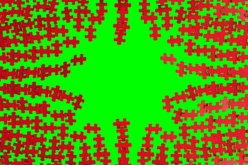 Solved puzzle pattern explodes from the center. 