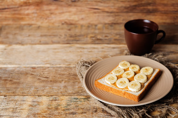 Peanut butter sandwich with fruits