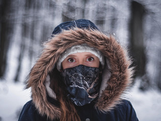 portrait of young woman in winter