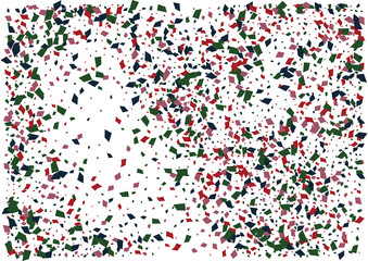 Festive color rectangle confetti background. Abstract frame confetti texture for holiday, postcard, poster, website, carnivals, birthday and children's parties. Cover confetti mock-up. Wedding card