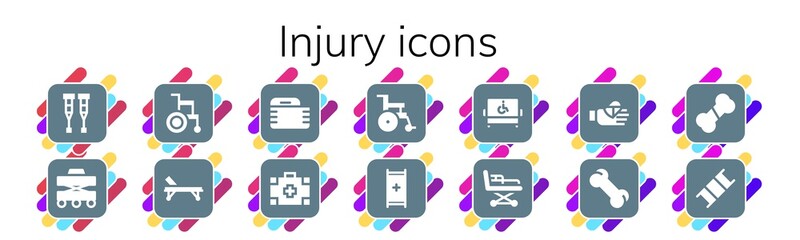 Modern Simple Set of injury Vector filled Icons