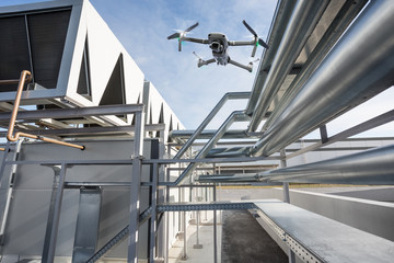 Equipment monitoring by Drone over pipes of ventilation system
