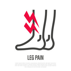 Leg pain thin line icon. Tired legs. Vector illustration.