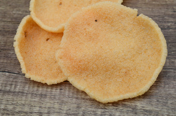 Closeup of prawn crackers snack