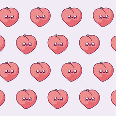 Peaches kawaii cartoons background vector design
