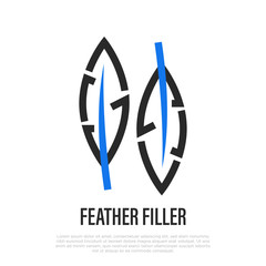 Feather filler thin line icon. Vector illustration of fabric feature.