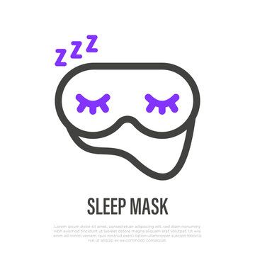 Sleep mask thin line icon. Night accessory for deep sleep. Vector illustration.