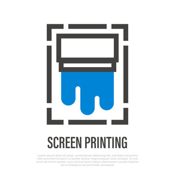 Screen printing thin line icon. Vector illustration of typography equipment.