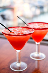 Strawberry margarita cocktails.