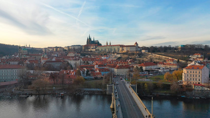 Fototapeta na wymiar Aerial view of Prague Castle and the Old Town Quarter, Prague, Czech Republic