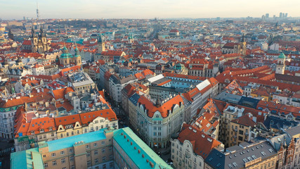 Aerial view of Prague Old Town or Stare Mesto, Czech Republic