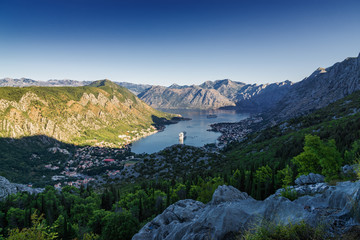 Naklejka na ściany i meble Sunny morning mountain landscape of Lovcen national park, Dinaric Alps, Montenegro.