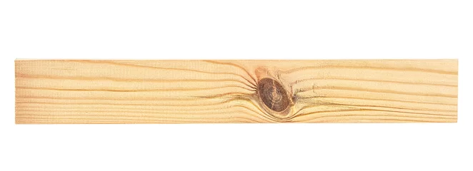Fotobehang Houten balk geïsoleerd op een witte achtergrond. Grenen houten bar. © domnitsky