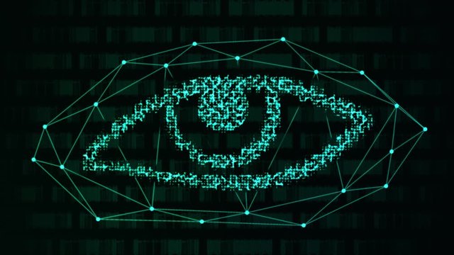 Computer vision machine learning network abstract digital eye concept animation