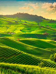 Blick auf die Weinberge der Langhe, Barolo und La Morra, Piemont, Italien Europa. © stevanzz