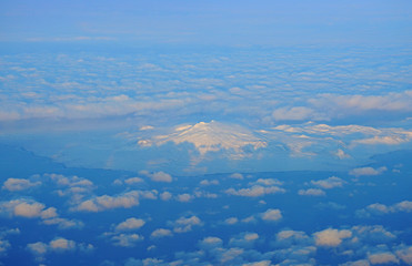 Fototapeta na wymiar Aerial view of the Snaefellsnes peninsula and Snaefellsjökull volcano covered with ice and snow in Iceland