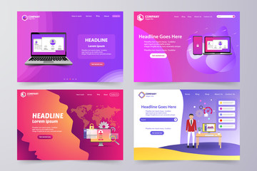Collection of landing page Modern vector theme template design
