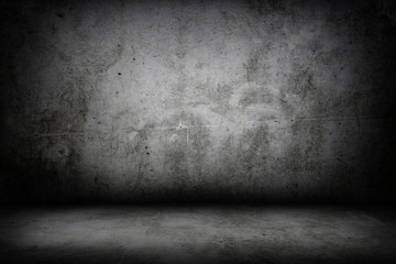 Grunge interior room with concrete wall and floor. Empty concrete space