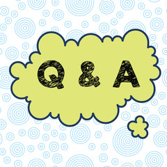 Conceptual hand writing showing Q And A. Concept meaning in which demonstrating asks questions and another one answers them Asymmetrical uneven shaped pattern object multicolour design