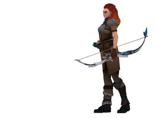 3d render game character girl