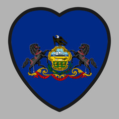 Pennsylvania Flag In Heart Shape Vector
