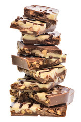 Chocolate milk and white with popped rice isolated