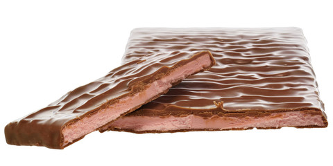 Chocolate bar with fruit berry cream filling isolated