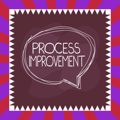 Obraz premium Handwriting text writing Process Improvement. Conceptual photo ongoing effort to improve products services or processes Speaking bubble inside asymmetrical shaped object outline multicolor design