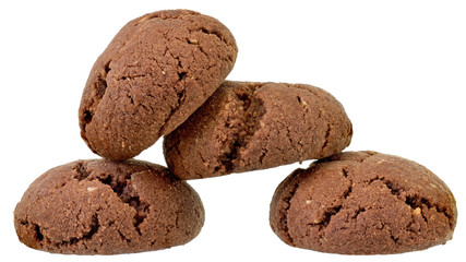 Round muesli cookies with chocolate isolated