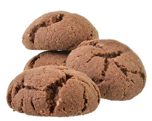 Round muesli cookies with chocolate isolated