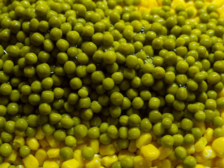 green peas and a corn in salad