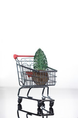 Christmas Tree Ornament in Cute Shopping Cart