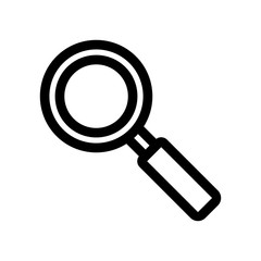 Line art black magnifier isolated on white