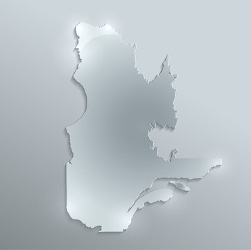 Quebec map glass card paper 3D