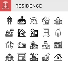 residence simple icons set