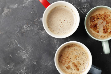  Cups of coffee   on wooden background