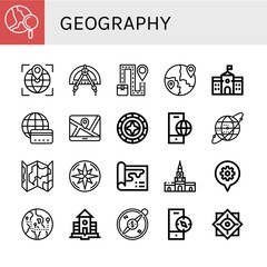 geography simple icons set