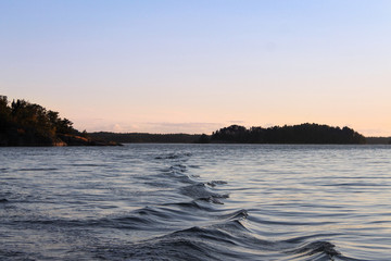 Little waves and evening sky