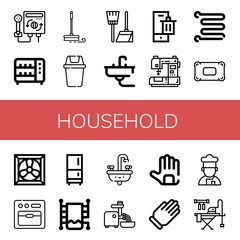 household simple icons set