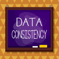 Text sign showing Data Consistency. Business photo text data values are the same for all instances of application Asymmetrical uneven shaped format pattern object outline multicolour design