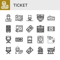 ticket simple icons set