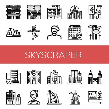 skyscraper simple icons set