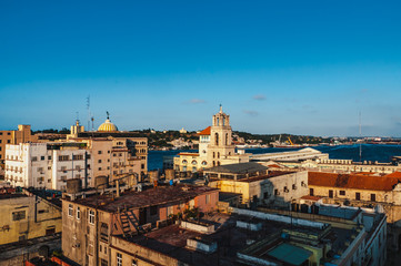 Fototapeta na wymiar View from the roofs of the streets of Havana in Cuba