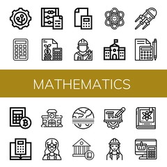mathematics simple icons set