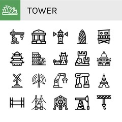 tower simple icons set