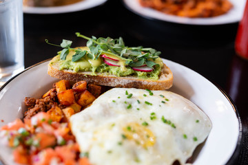 Eggs and Chorizo Hash with Avocado Toast
