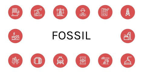 fossil simple icons set