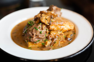 Biscuits with Mushroom Gravy and Beef
