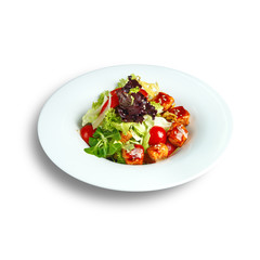 Dishes of traditional Russian cuisine. Restaurant serving. White background.