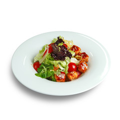 Dishes of traditional Russian cuisine. Restaurant serving. White background.